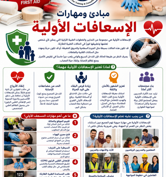 اعلان الإسعافات الأولية للتدريب 555x592
