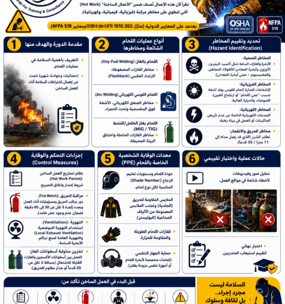 اعلان السلامة في أعمال اللحام والقطع 555x592