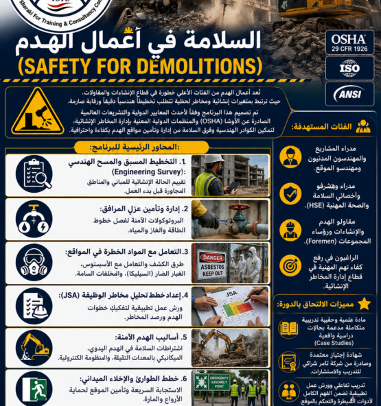 اعلان دورة تدريبية للسلامة في الهدم 555x592