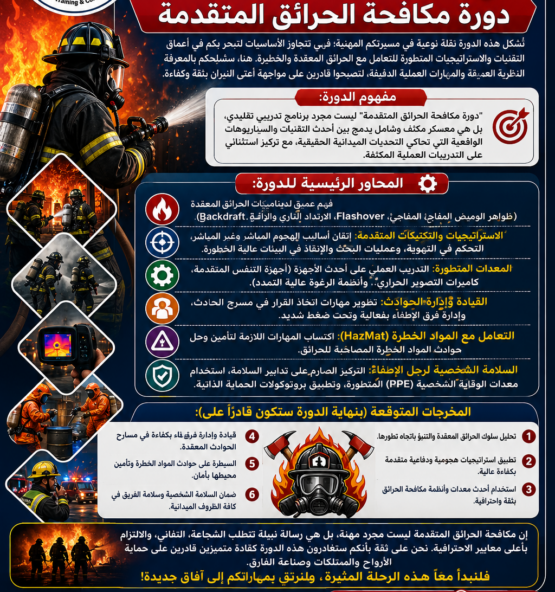 اعلان دورة مكافحة الحرائق المتقدمة 555x592