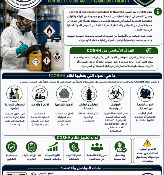 اعلان نظام COSHH والسلامة المهنية 555x592