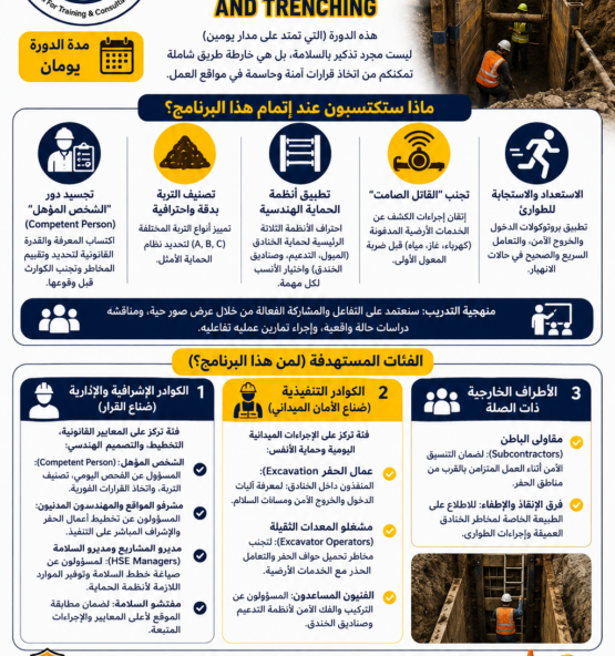 اعلان السلامة في أعمال الحفر والخنادق 555x592