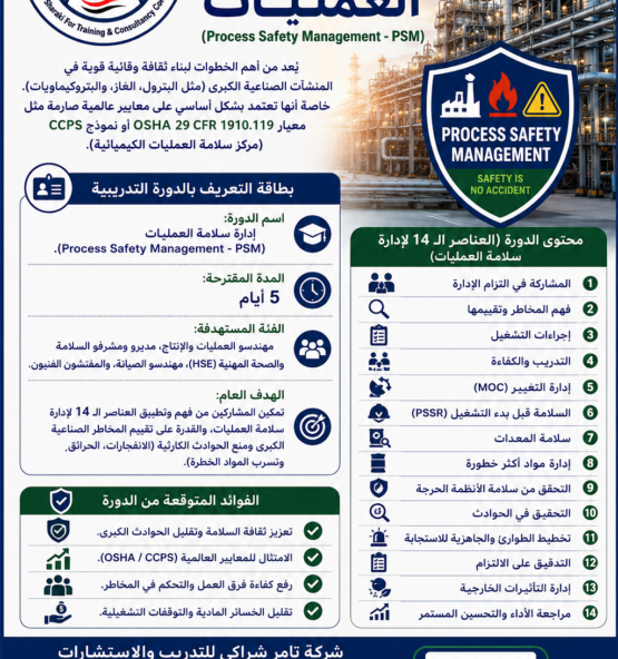 اعلان دورة إدارة سلامة العمليات 555x592