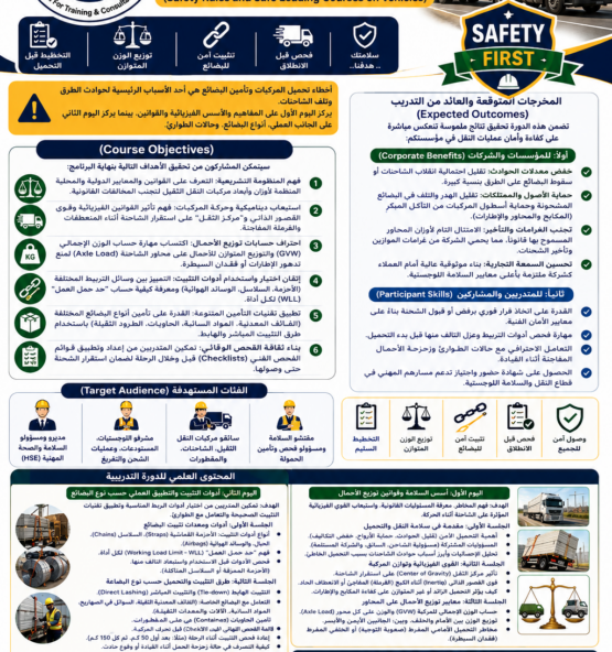 اعلان دورة تدريبية في قواعد السلامة على الطرق 555x592